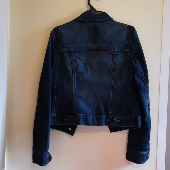Old Navy Denim Trucker Jacket Dark Wask Worn Look - Picture 8 of 12
